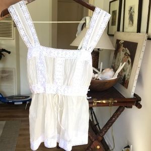 Vintage BOHEMIAN silk cotton voile lacy camisole